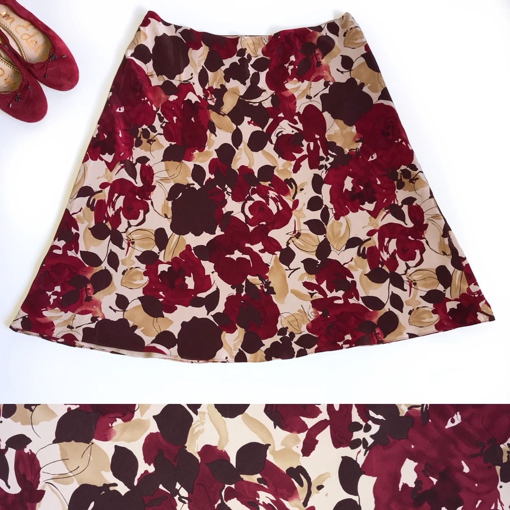 Ann Taylor 100% silk floral print career skirt